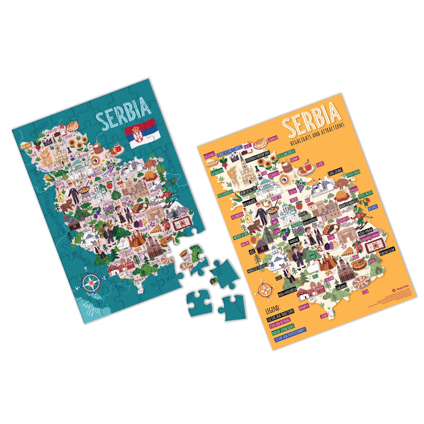 Serbia pictographic puzzle map (latin)