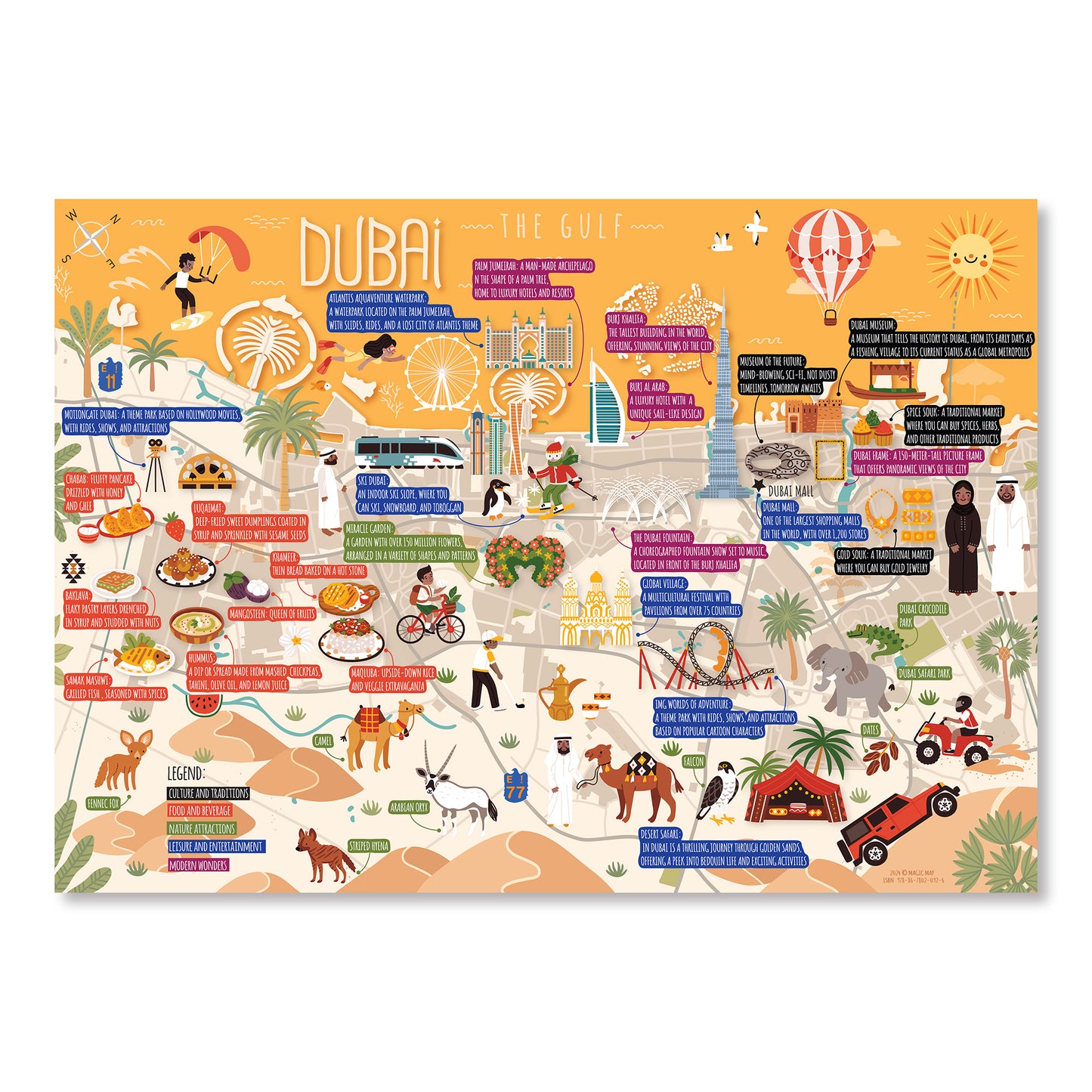 Dubai pictographic scratch off map