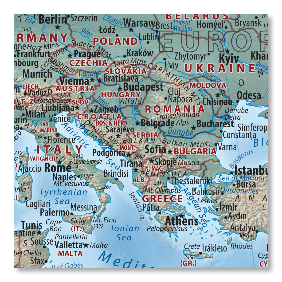 The World physical wall map