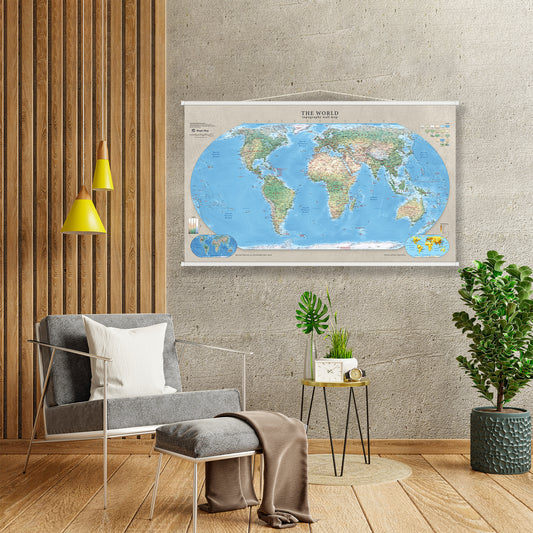 The World topography wall map